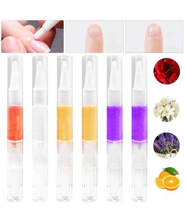 6pcs Cuticle Oil Pens  4Kinds of Smell Nail Oil Pen with Soft Brush Revitalizing Nutrition Oil Pen for Nail Treatment Care Nails Moist and Treatment Nail Softener and Strengthener