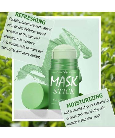 Yagaspantery 2 pieces Green Mask Stick Green Tea Deep Cleanse Clay Mask Green Tea Cleansing Clay Stick Deep Cleansing SmearingStick moisturizing green tea facial mask deep cleansing - Buy Online on GoSupps.com