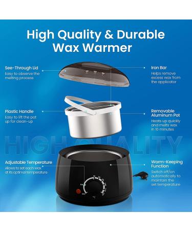 Waxing Kits Wax Full Kit Wax Warmer Hair Removal Kit with 4 * 100g Hard Waxing Beads & 30 Waxing Sticks Home Use for Bikini/Eyebrows/Face - Wax Kit Home Waxing Kit for Women/Men (Black) - Buy Online on GoSupps.com