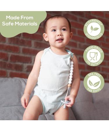 Silicone Pacifier 4 Pack Silicone Soother Set Silicone Newborn Pacifiers With Handle & Safety Airholes Baby Pacifier Binky Set o1baby (Green Grey) - Buy Online on GoSupps.com