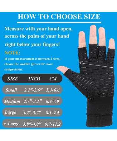 Buy 2 Pairs Copper Arthritis Gloves for Women & Men - Fingerless Compression Gloves for Pain Relief Carpal Tunnel Typing Support - Small Size Black - Buy Online on GoSupps.com