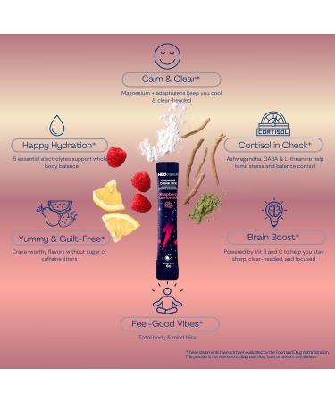 Calm Magnesium Glycinate Powdered Drink Mix with Electrolytes Sugar Free with Ashwagandha, L-Theanine, Vitamin B6 & GABA Cortisol Support, Stress Relief, Hydration & Focus - 30 servings (Variety) Variety Pack 6.3 Ounce  - Buy Online on GoSupps.com