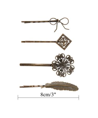 inSowni Vintage Leaf Flower Butterfly Hair Pins - 24 Pack/12 Pairs Brown Bronze Decorative Bobby Pins for Women - Buy Online on GoSupps.com