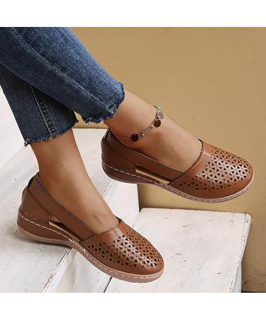 Women's Round Head Closed Toe Platform Sandals - Brown, Size 7 - Buy Online on GoSupps.com