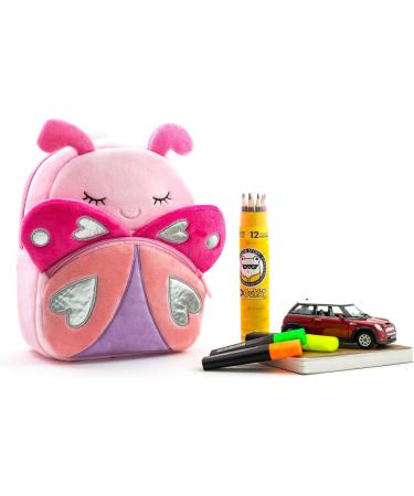 Cute Toddler Backpack - Plush Animal Cartoon Mini Travel Bag for Baby Girl Boy 2-6 Years (Pink Butterfly) - Buy Online on GoSupps.com