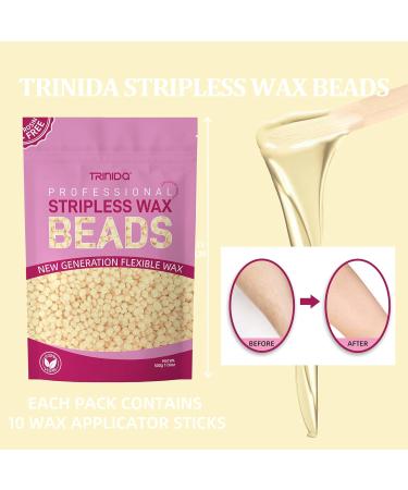 TRINIDa Professional Hard Wax Beads 500g - Painless Hair Removal for Women and Men - Full Body, Facial, and Legs - Includes 10 Applicators - Cream - Buy Online on GoSupps.com