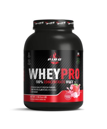 Fire Nutrition Whey PRO 2kg (4.4LB) Strawberry - 100% Whey Concentrate - 100% Whey Concentrate - Whey Protein - Muscle Recovery