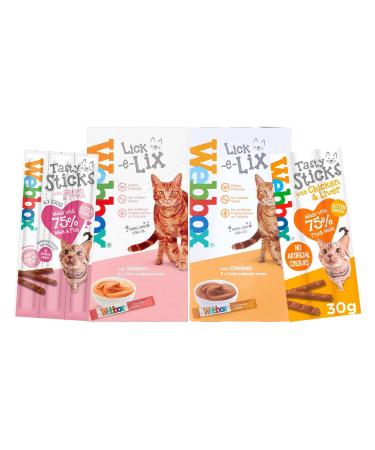 Webbox Cat Treats 4 Pack Lick-e-Lix Cat Treats - Chicken and Salmon Flavours Tasty Chicken & Salmon Sticks - Exclusive to ClickwithNik