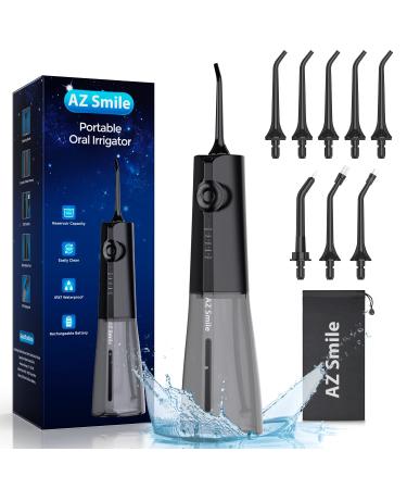 AZSmile Portable Pulse Oral Irrigator with 8 Tips Water Dental Flossers Waterproof Oral Hygiene Flossing 250ml DIY Adjustable Water Floss Pressure