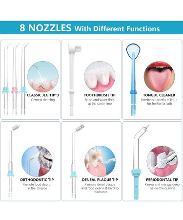 Turewell Water Dental Flosser - 8 Jet Tips, 10 Pressure Levels, 600ML Tank - White - Buy Online on GoSupps.com