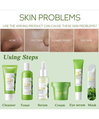 Shop Green Tea Skin Care Set - Complete Women's Routine | Toner Serum Creams & Masks | Korean Beauty Gift Set - Buy Online on GoSupps.com