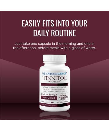 Approved Science Tinnitol - Tinnitus Support Supplement - Ease Ringing in The Ears - Boost Inner Ear Health - 2 Bottles - 6 Month Supply - Made in The USA 180 Count (Pack of 2) - Buy Online on GoSupps.com