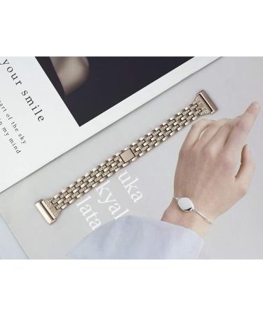 Mtozon Bling Metal Band for Fitbit Versa 3/Sense - Women's Dressy Slim Bracelet in Champagne Gold - Buy Online on GoSupps.com