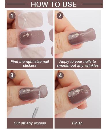 EBANKU 20 PCS Gel Nail Strips Nail Gel Polish Strips Full Wraps Adhesive Gel Nail Stickers with Nail File and Stick(UV/LED Lamp Required) (6) - Buy Online on GoSupps.com