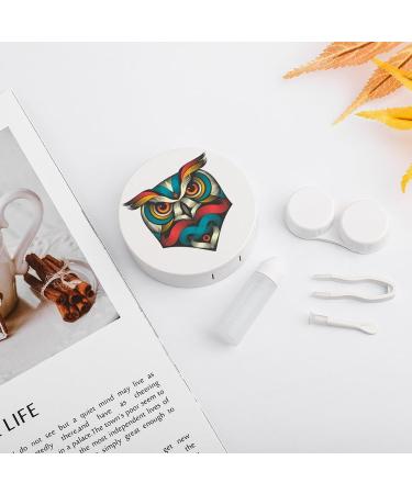 Psychedelic Owl Contact Lens Case - Cute Portable Round Storage Box with Mirror for Travel & Daily Use - Buy Online on GoSupps.com