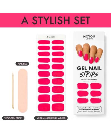 MOYOU LONDON Gel Nail Strips: Semi Cured 20 Pc. Gel Wraps + Free UV Lamp! Easy Apply & Remove for Salon-Quality Manicure - Buy Online on GoSupps.com
