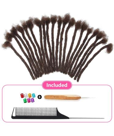 Real Hair Dreadlock Extensions - 20 Strands Handmade Crochet Locs (8 inch Dark Brown) - Buy Online on GoSupps.com