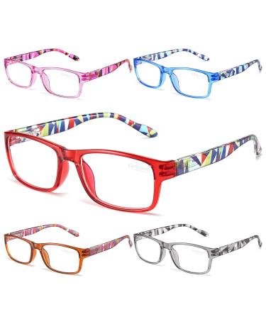 Gaoye 5-Pack Reading Glasses Blue Light Blocking Spring Hinge Readers for Women Men Anti Glare Filter Lightweight Eyeglasses (5-Pack Mix Color 3 3.5) F1-5 Pack Mix Color 3 3.5 x