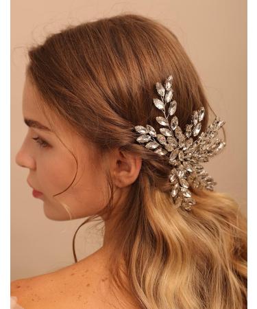 Deniferymakeup Bride Wedding Hair Combs Silver Rhinestone Headpiece Rhinestone Bridal Hair Accessories for Women and Girls (Silver) - Buy Online on GoSupps.com