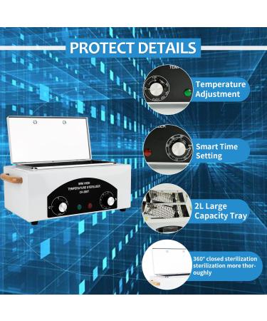 2L Hot Towel Cabinet with Stainless Tray - High Temp Nail Salon Cleaning Box - 300W Dry Heat Spa Equipment for Barber Tools - 6 Piece Set - Buy Online on GoSupps.com