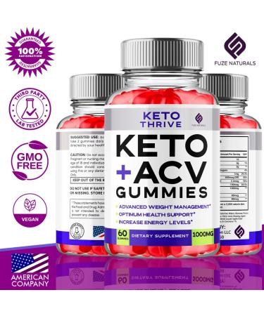 Keto Thrive ACV Gummies (2 Pack) - 1000MG Apple Cider Vinegar Supplement for Ketosis Support with Folic Acid & B12 - 120 Gummies - Buy Online on GoSupps.com