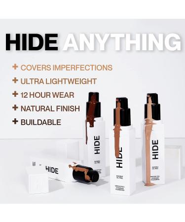 HIDE PREMIUM Liquid Foundation - Shade Finder for Perfect Match | Waterproof Medium/Full Coverage Foundation - Oil Free | 1 fl. Oz. (Sand) - Buy Online on GoSupps.com