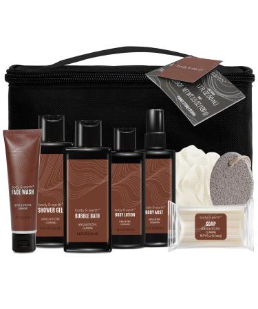 Gift Baskets for Men Body & Earth 8PC Sandalwood Bath and Body Gift Set with Body Lotion Face Wash Shower Gel Bubble Bath Self Care for Men Gift Set for Men Gifts For Husband Fathers Day Gifts