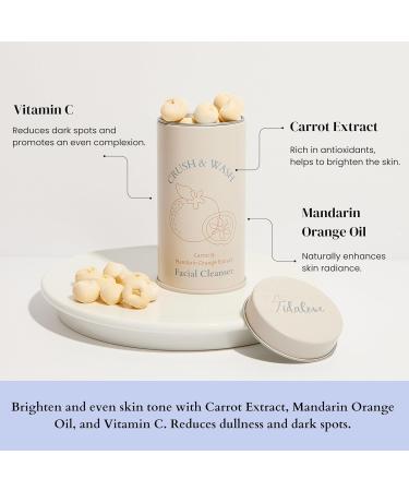 3-in-1 Solid Facial Cleanser & Exfoliator | Vegan Cruelty-Free Plastic-Free | Travel-Friendly Wash-off Mask - Brightening Beans (60 Tablets - Buy Online on GoSupps.com