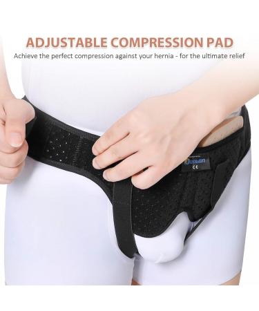 Tenbon Hernia Belt - Flexible Adjustable Inguinal Groin Support Truss for Men and Women - XL Black - Buy Online on GoSupps.com