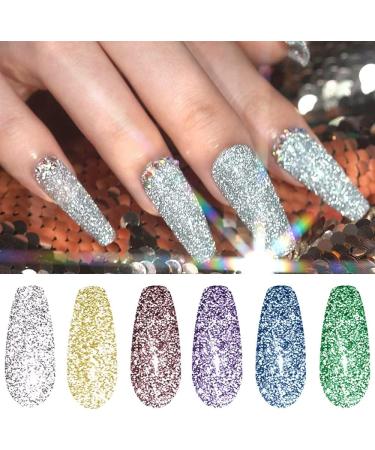 Vishine Glitter Gel Nail Polish Kit 6Pcs Royal Diamond Gel Nail Polish Kit Holographic Glitter Silver Gold Purple Blue Green Nail Polish Gel Kit High Gloss and Sparkle Long Lasting Chip Resistant Manicure 8ml - Buy Online on GoSupps.com