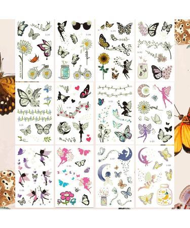 Luminous Butterfly Temporary Tattoos - 12 Sheets Glow in The Dark Stickers for Girls | Party Favors & Decorations - Buy Online on GoSupps.com