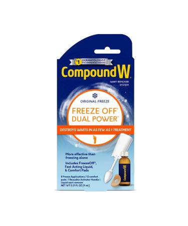 Compound W Dual Power for Large Warts Freeze Off & Liquid Wart Remover 8 Freeze Applications and 12 Comfort Pads