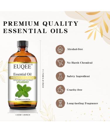 EUQEE Spearmint Essential Oil 118ml - Pure Aromatherapy Oil for Diffusers and Humidifiers - Relaxing Natural Essential Oil - Buy Online on GoSupps.com