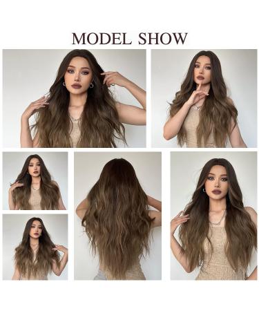Esmee 24-Inch Ombre Brown Wig for Women | Natural Synthetic Heat-Resistant Wavy Hair | Perfect for Daily Wear Parties & Cosplay - Buy Online on GoSupps.com