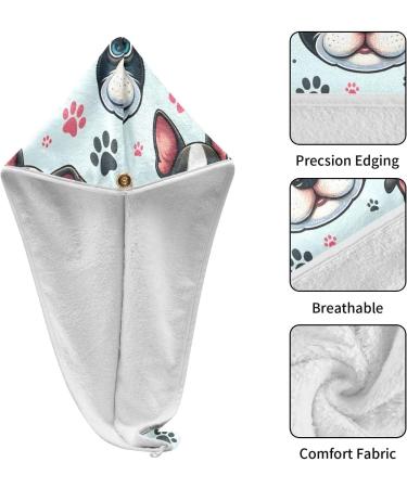 Dog Footprints Hair Towel 2 Pack - Super Absorbent Quick Dry Hair Turbans for Women & Girls | Ideal for Fast Drying - Buy Online on GoSupps.com