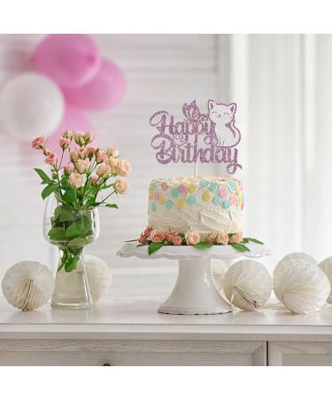 Tenhaisi Purple Glitter Cat Happy Birthday Cake Topper Butterfly Cake Topper Kitten Pet Themed Birthday Cake Topper Cute Meow Pawty Birthday Party - Boy Girl Baby Shower Party Decoration (CHB-PP) - Buy Online on GoSupps.com