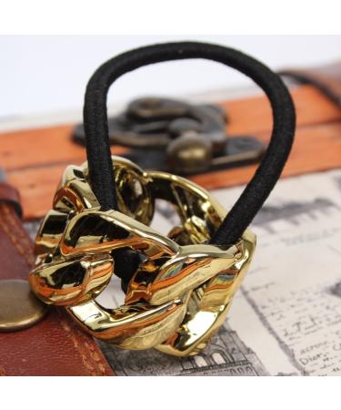 JUSTFOX Gold Curb Chain Hair Ring - Elegant Hair Accessory for Stylish Women | International Shipping Available - Buy Online on GoSupps.com