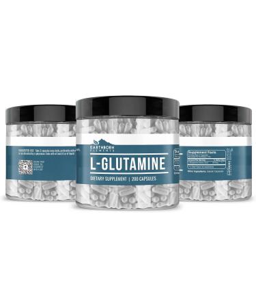 Buy Earthborn Elements L-Glutamine 200 Capsules - Pure Undiluted & Additive-Free - International Shipping Available - Buy Online on GoSupps.com