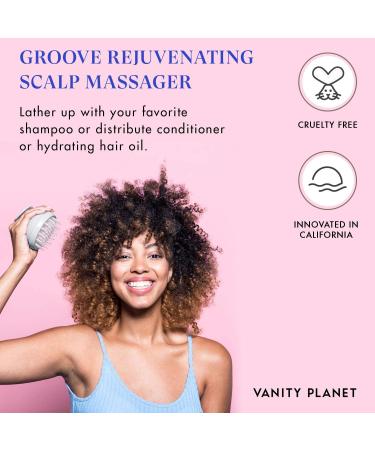 Vanity Planet Scalp Massaging Shampoo Brush - Groove Blue/Grey - Handheld Vibrating Massager for Hair Growth (New Model) - Buy Online on GoSupps.com