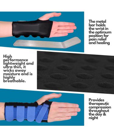 Solace Bracing Cool-Flow Wrist Support - British Made NHS Brace w/Metal Splint - Blue, L, Left Large Hand -for Carpal Tunnel Arthritis Tendonitis RSI Fractures - Buy Online on GoSupps.com