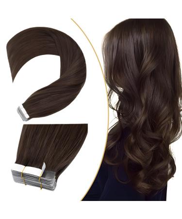 UK-fashion shop tape extensions real hair 100g hair extension 100% real hair extensions tape in 40 brawls smooth medium brown #04 (18-inch 45cm)