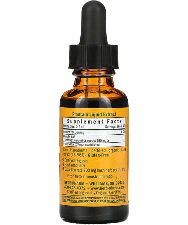 Herb Pharm Plantain Fresh Leaf Extract 1 fl oz | Natural Herbal Remedy - Buy Online on GoSupps.com