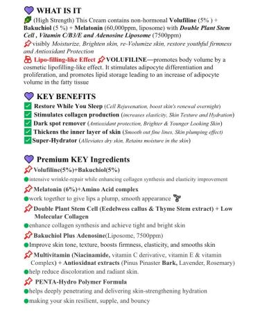 Whitesilk Derma Volufiline Bakuchiol Melatonin Cream - Instant Restore for Dullness & Loss of Firmness - Buy Online on GoSupps.com