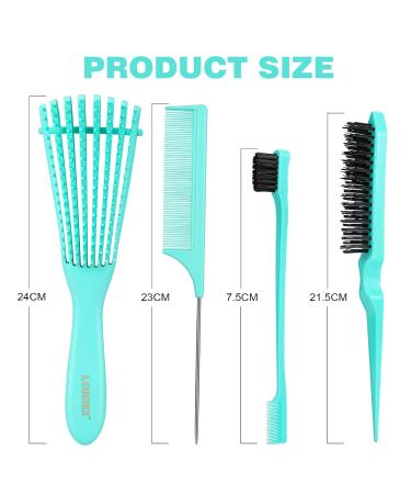 Lorsex Hairbrush & Detergent for Afro Hair 3A-4C | 3-Piece Toupe Brush Set - Double Edges Brush & Comb (Green) - International Shipping Available - Buy Online on GoSupps.com