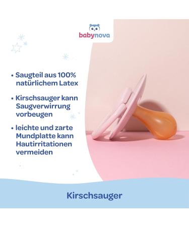 Buy Baby-Nova Latex Baby Pacifier Set - Cherry Shape BPA-Free Natural Rubber 0-24 Months - Made in Germany (Light Blue & Dark Blue) - International Shipping Available - Buy Online on GoSupps.com