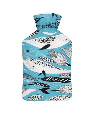 Hot Water Bottle With Lid Unicorn Fish Rubber Hot Water Bag For Pain Relief Cramps Foot Warmer Hot And Cold Therapy