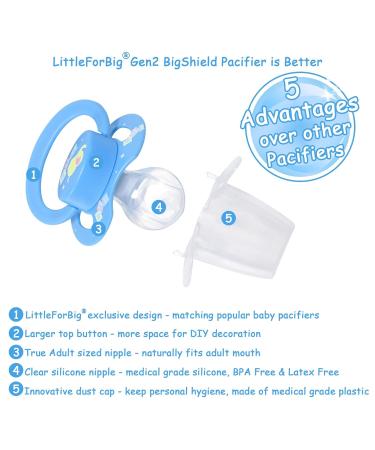 Buy LittleForBig Large Shield Pacifier II - Adult Size Little Elephants Pattern Blue | International Shipping Available - Buy Online on GoSupps.com