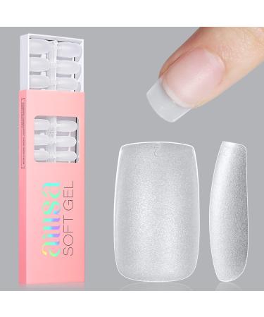 Amazon.com: BTArtbox Long Square Gel Nail Tips - Pre Colored Soft Gel Nail  Tips, Press on Nails Natural XCOATTIPS Pre-applied Tip Primer, Press on Gel  Nails for Nails Art : Beauty &