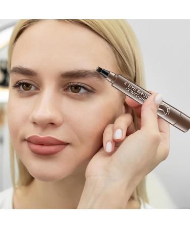 Brow Pencil | 4 Tipped Precise Brow Long-Lasting Eyebrow Makeup Waterproof Microblade Eyebrow Marker for Parties Daily Use Pochy Dark Brown - Buy Online on GoSupps.com