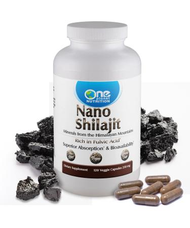One Planet Nutrition Nano Shilajit 250 mg Veggie Capsules (120 Servings) 40-60% Fulvic Acid Nano for Enhanced Absorption Rich in Minerals Non-GMO Vegan Gluten Free